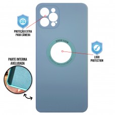 Capa para iPhone 12 Pro - Case Silicone Safe Glass Azul Aço